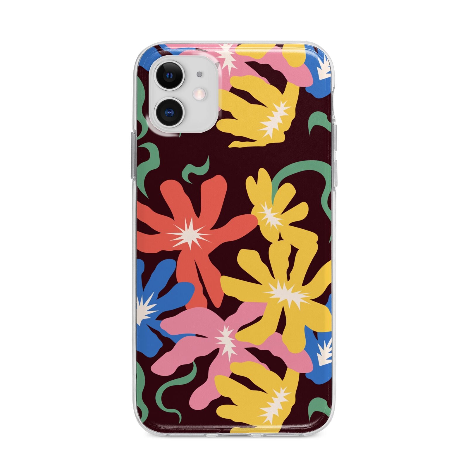 Abstract Flowers Apple iPhone 11 in White with Bumper Case