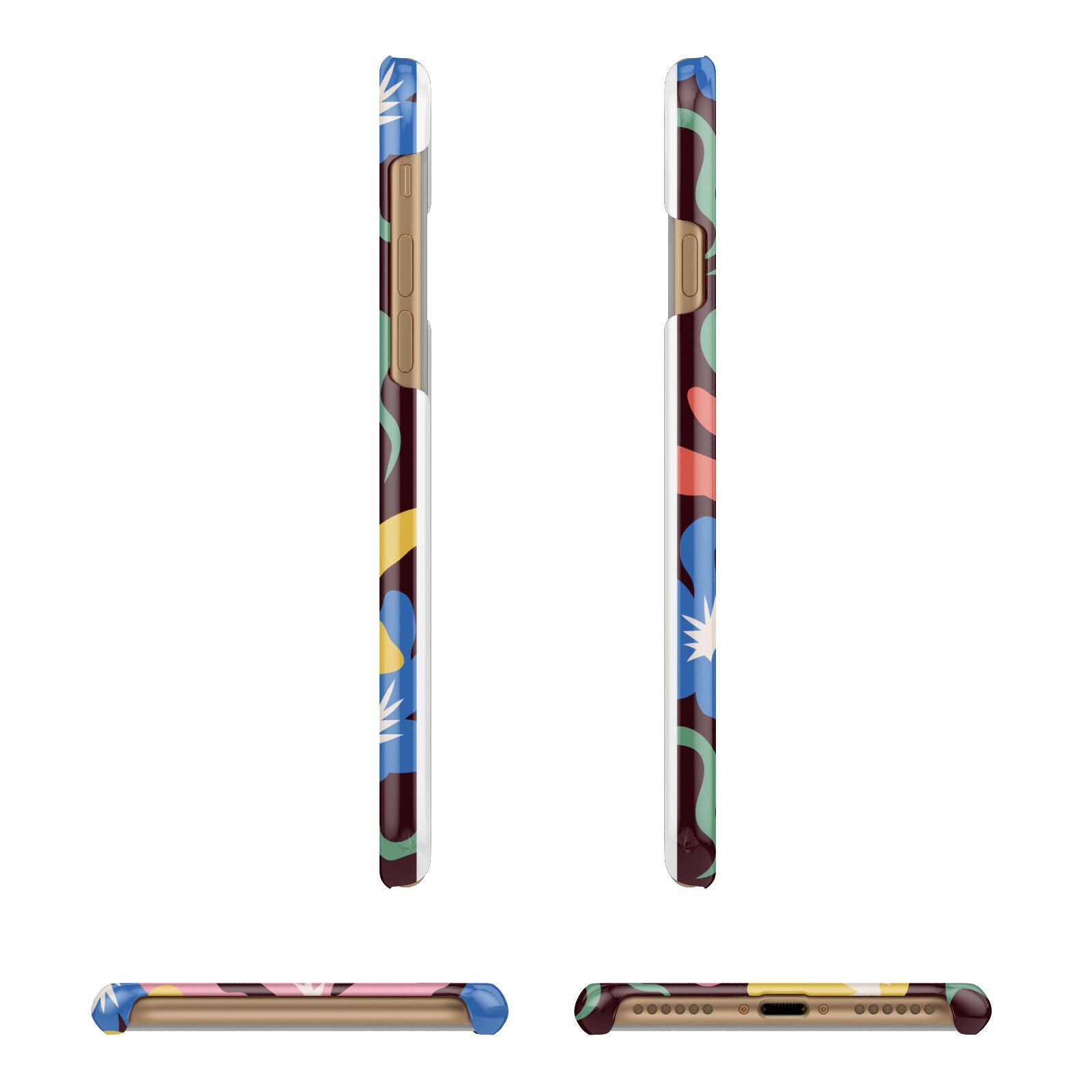 Abstract Flowers Apple iPhone 7 8 3D Wrap Snap Case Angled Images