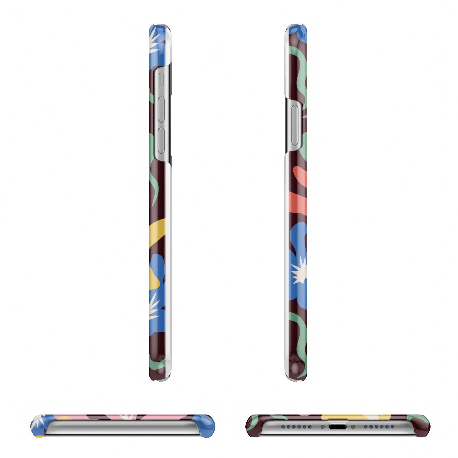 Abstract Flowers Apple iPhone XR 3D Wrap Snap Case Angled Images on White Phone