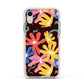 Abstract Flowers Apple iPhone XR Impact Case Pink Edge on Silver Phone