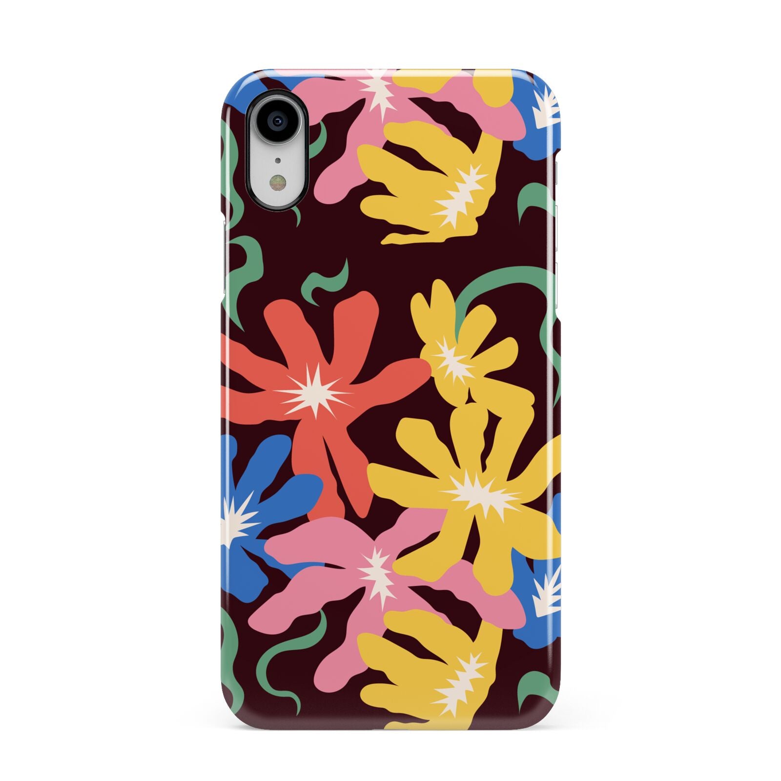 Abstract Flowers Apple iPhone XR White 3D Snap Case