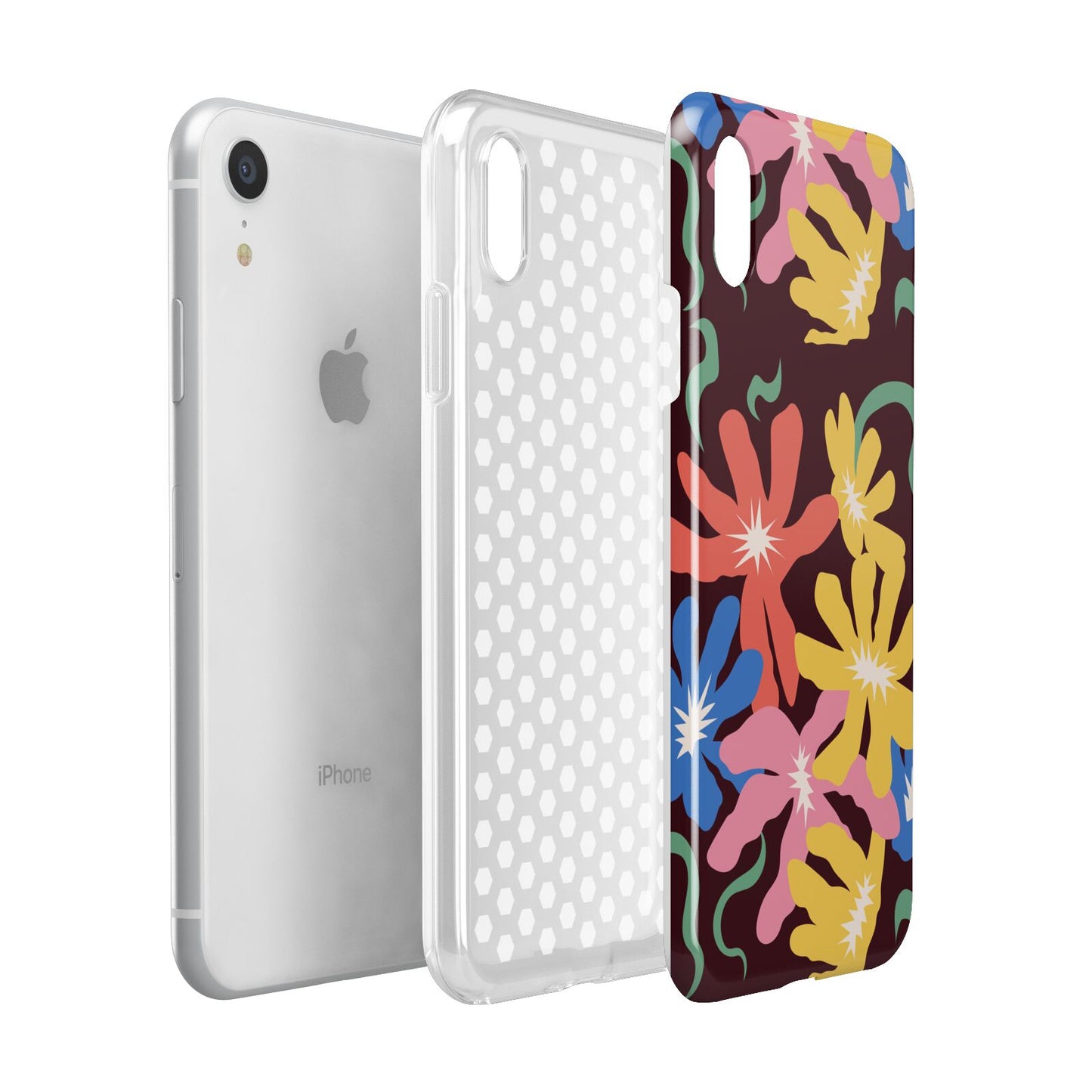 Abstract Flowers Apple iPhone XR White 3D Tough Case Expanded view