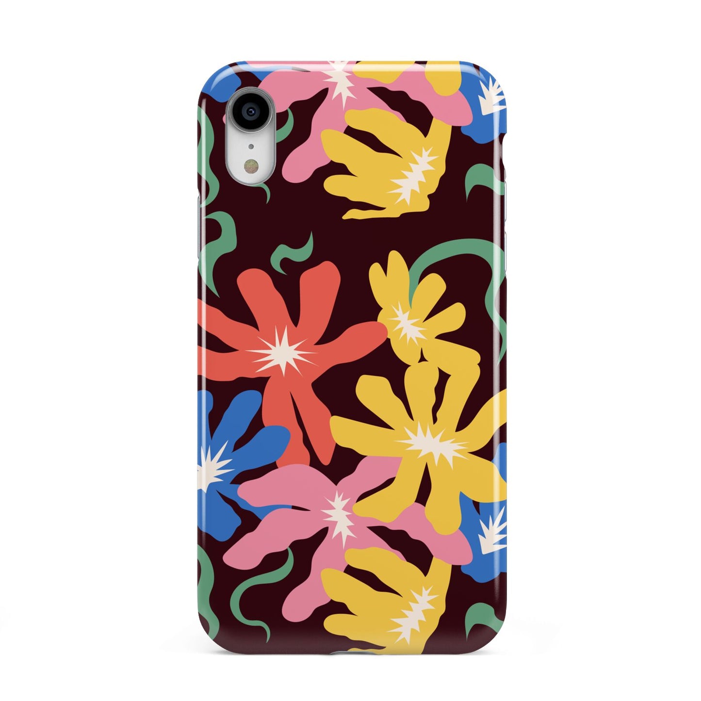 Abstract Flowers Apple iPhone XR White 3D Tough Case