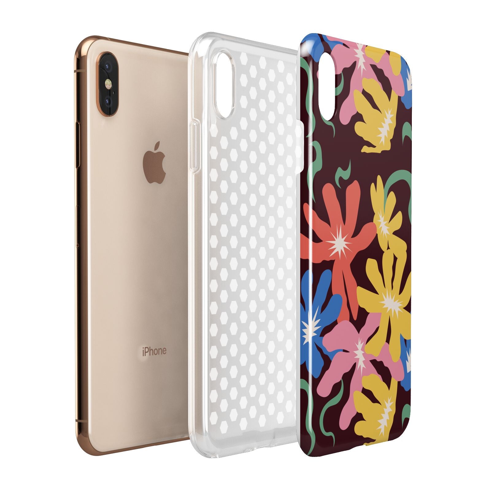 Abstract Flowers Apple iPhone Xs Max 3D Tough Case Expanded View