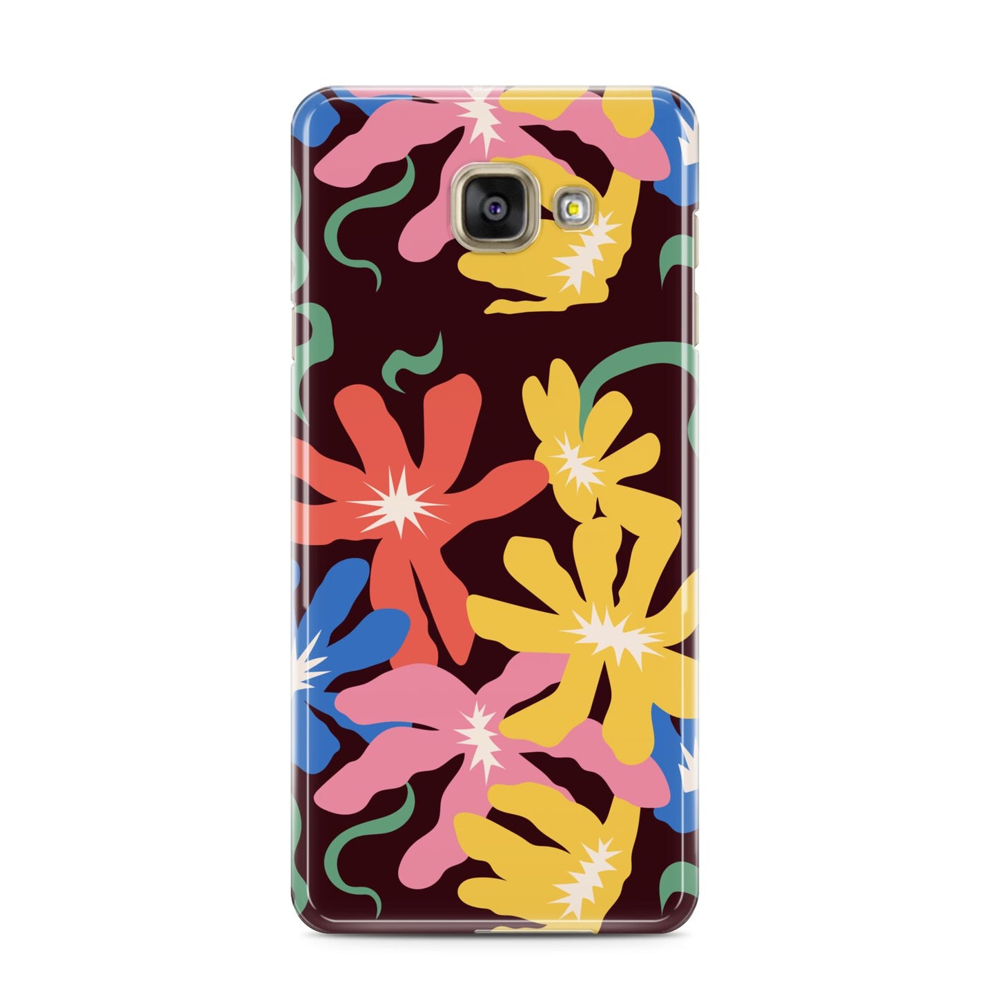 Abstract Flowers Samsung Galaxy A3 2016 Case on gold phone
