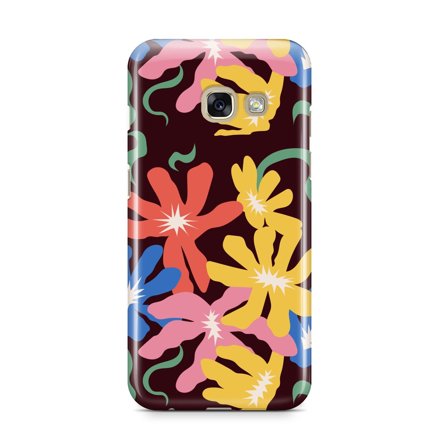 Abstract Flowers Samsung Galaxy A3 2017 Case on gold phone