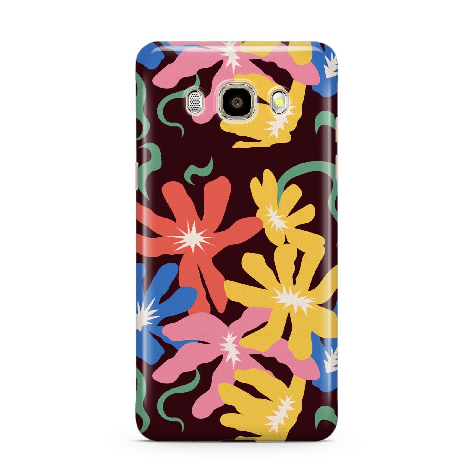 Abstract Flowers Samsung Galaxy J7 2016 Case on gold phone