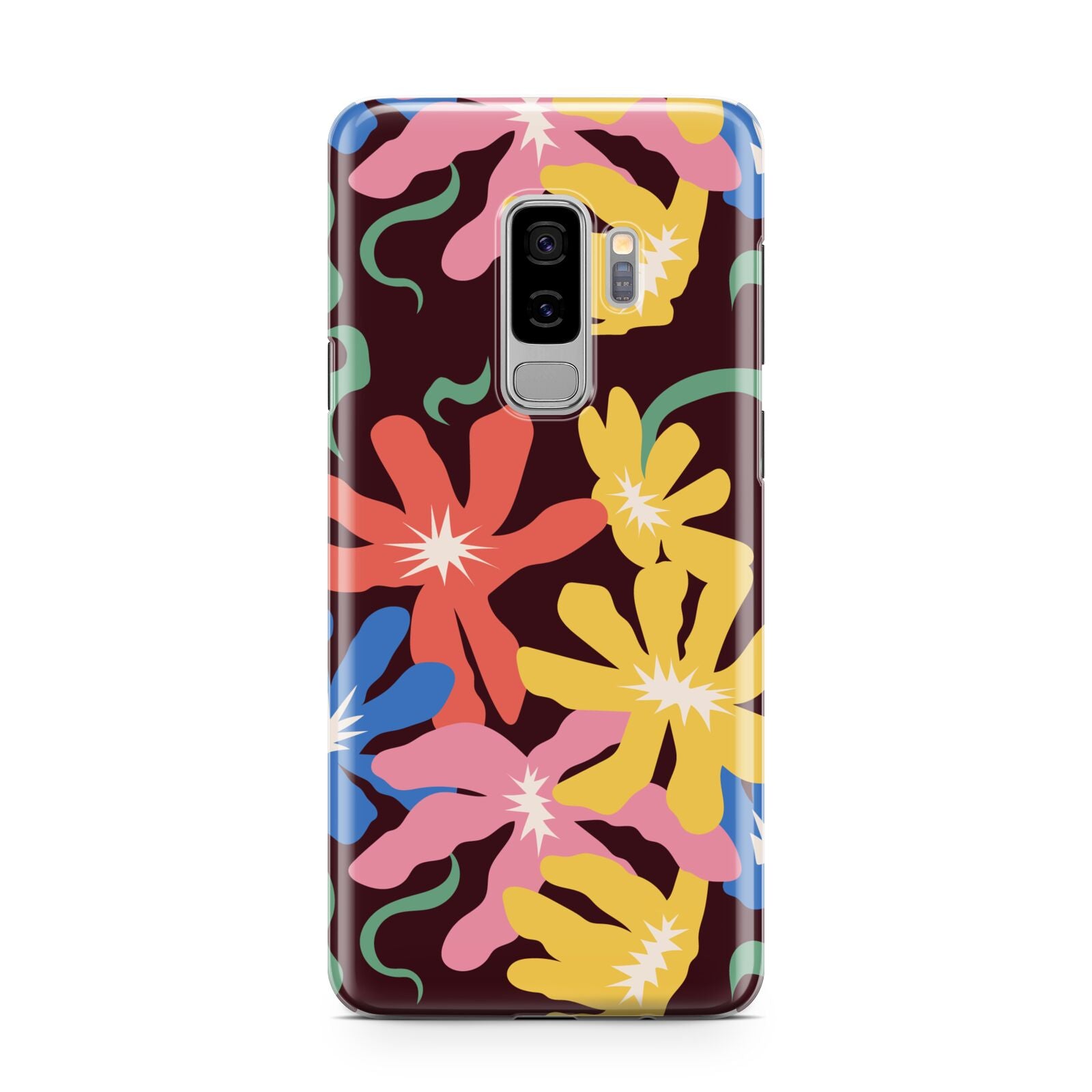 Abstract Flowers Samsung Galaxy S9 Plus Case on Silver phone