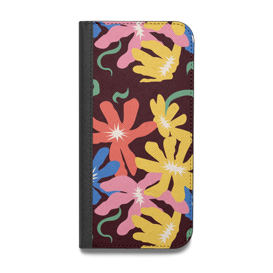Abstract Flowers Vegan Leather Flip iPhone Case