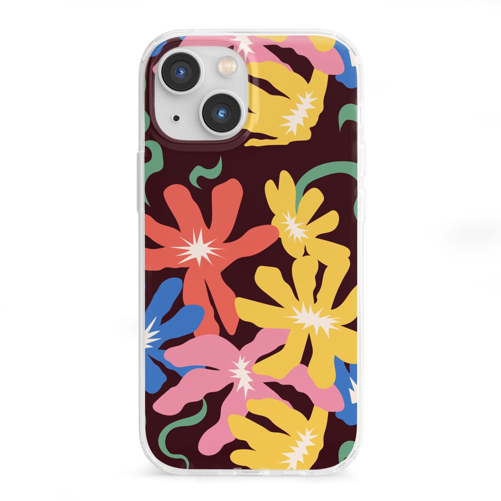 Abstract Flowers iPhone 13 Mini Clear Bumper Case