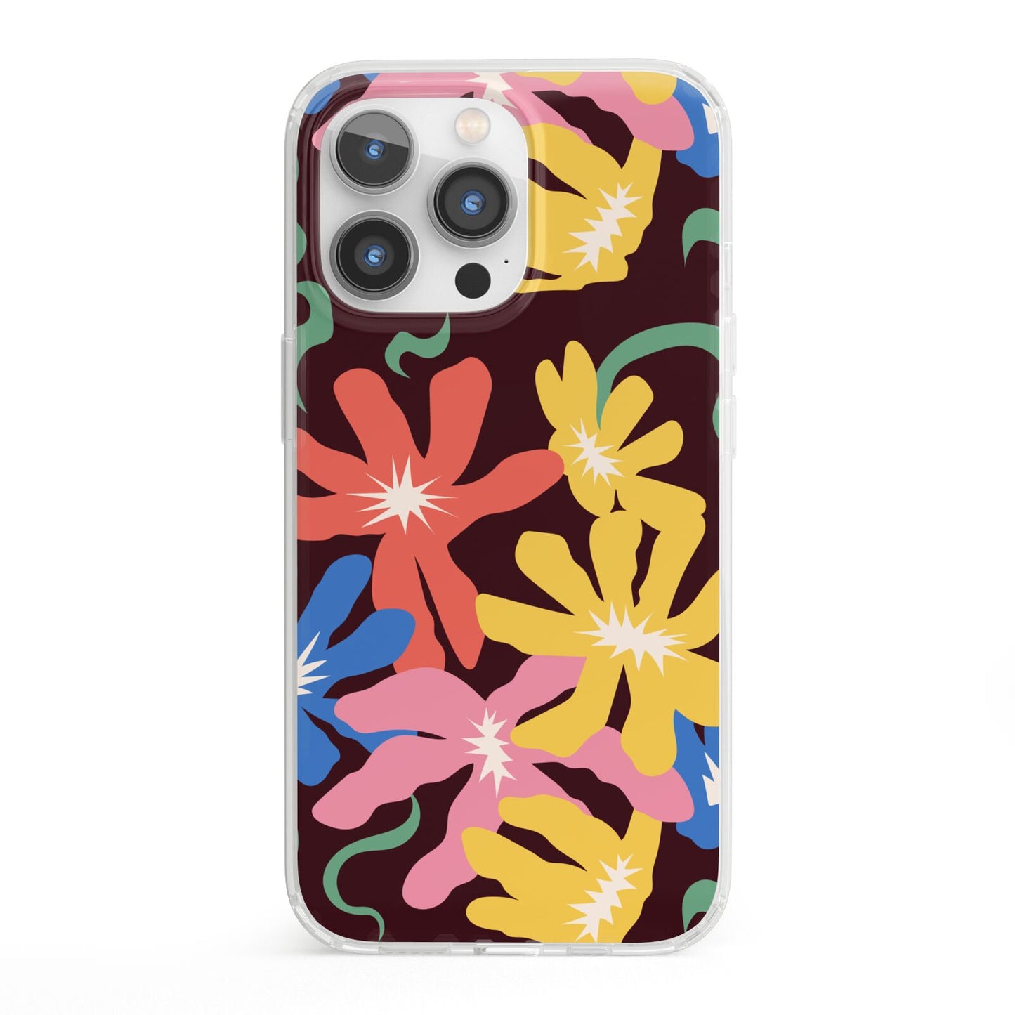 Abstract Flowers iPhone 13 Pro Clear Bumper Case