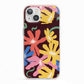 Abstract Flowers iPhone 13 TPU Impact Case with Pink Edges