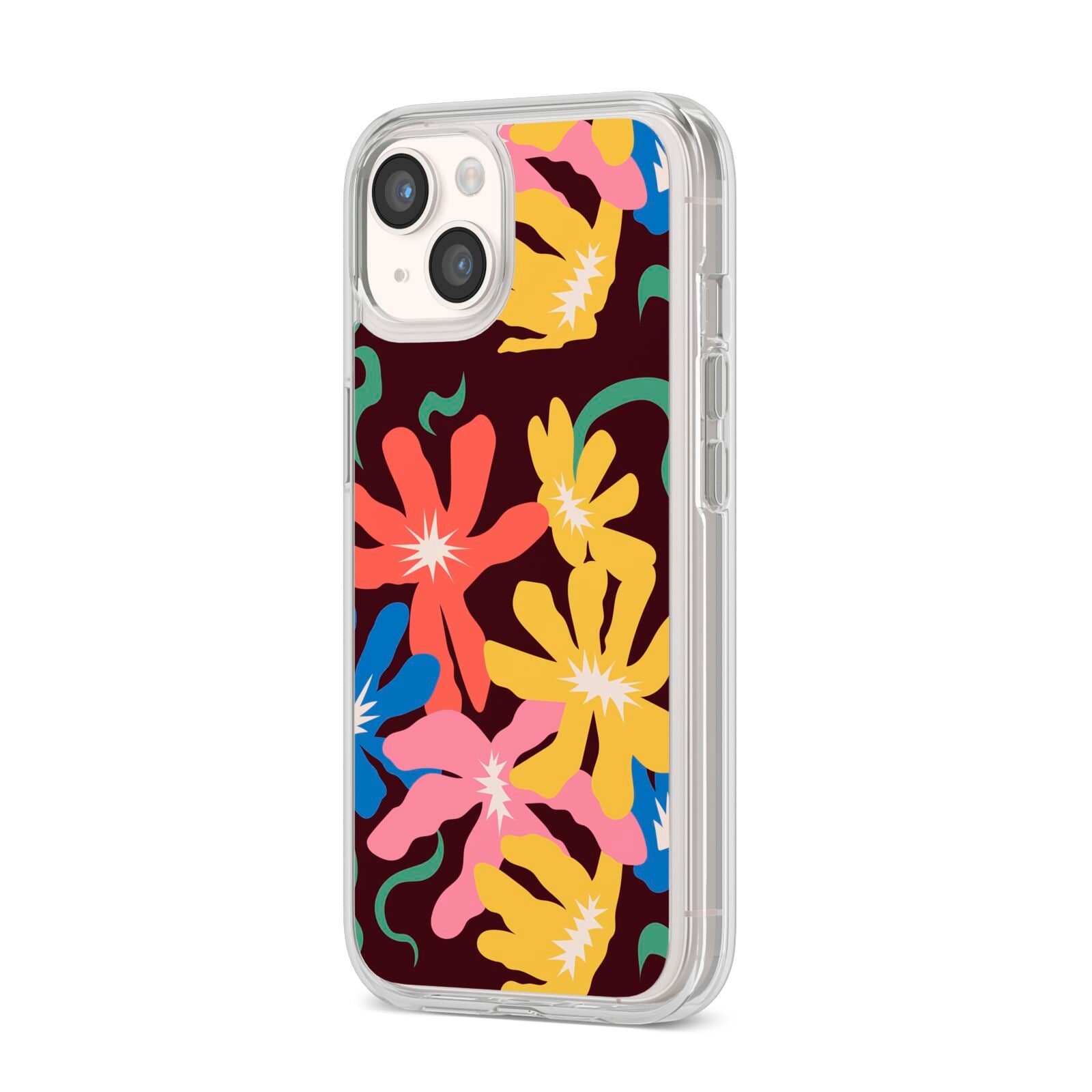 Abstract Flowers iPhone 14 Clear Tough Case Starlight Angled Image