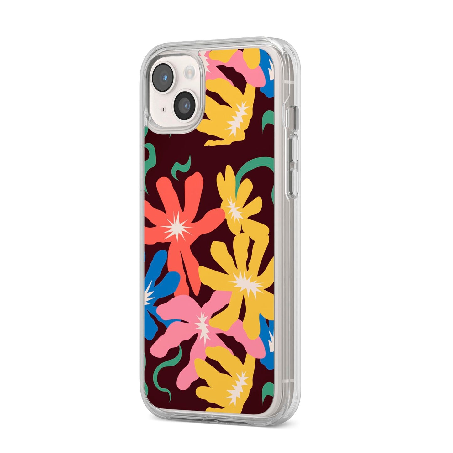 Abstract Flowers iPhone 14 Plus Clear Tough Case Starlight Angled Image