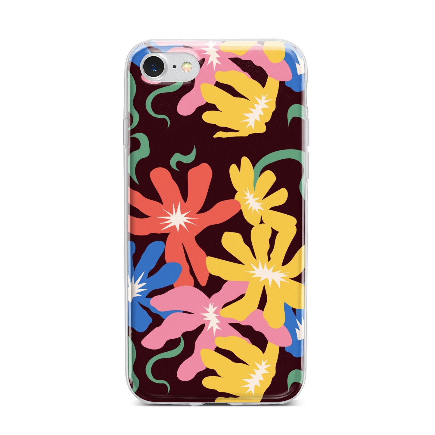 Abstract Flowers iPhone 7 Bumper Case on Silver iPhone