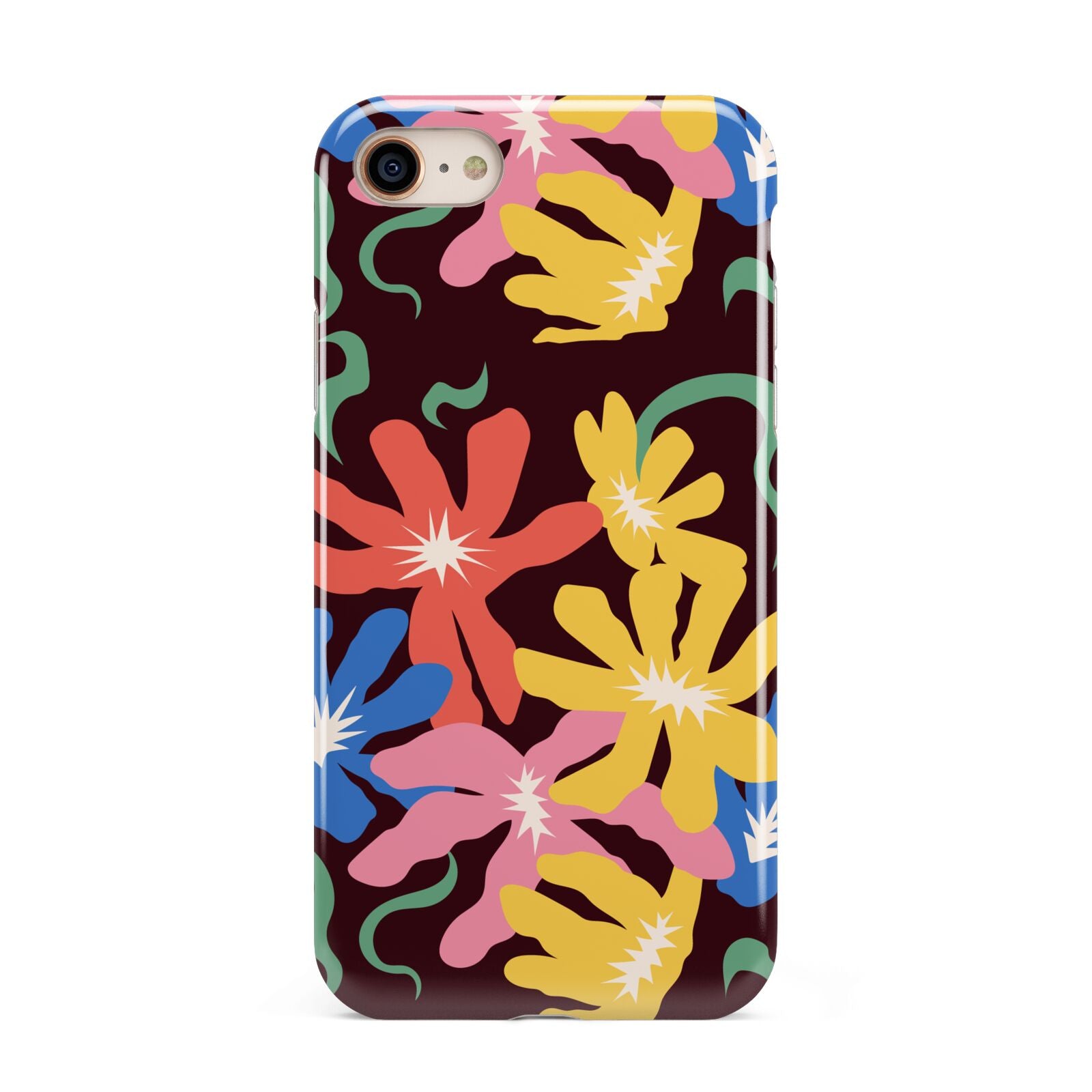 Abstract Flowers iPhone 8 3D Tough Case on Gold Phone