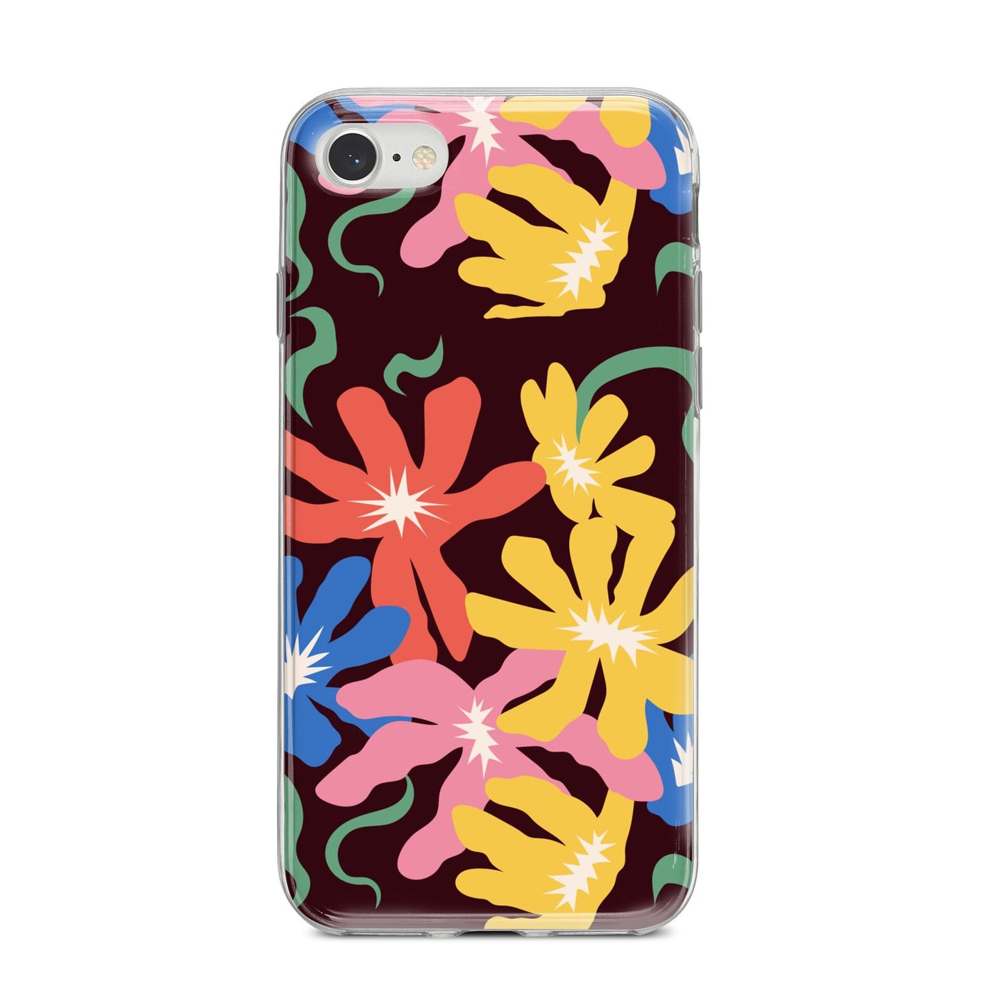Abstract Flowers iPhone 8 Bumper Case on Silver iPhone
