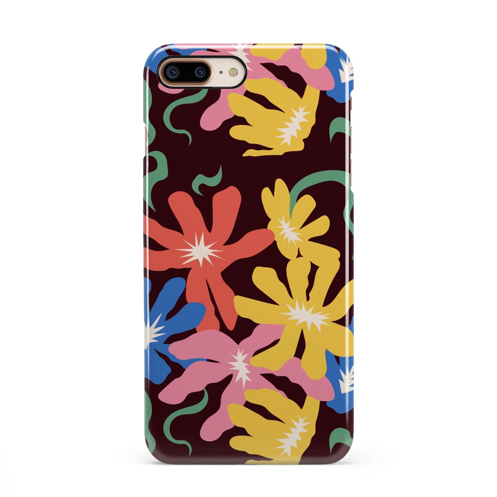 Abstract Flowers iPhone 8 Plus 3D Snap Case on Gold Phone