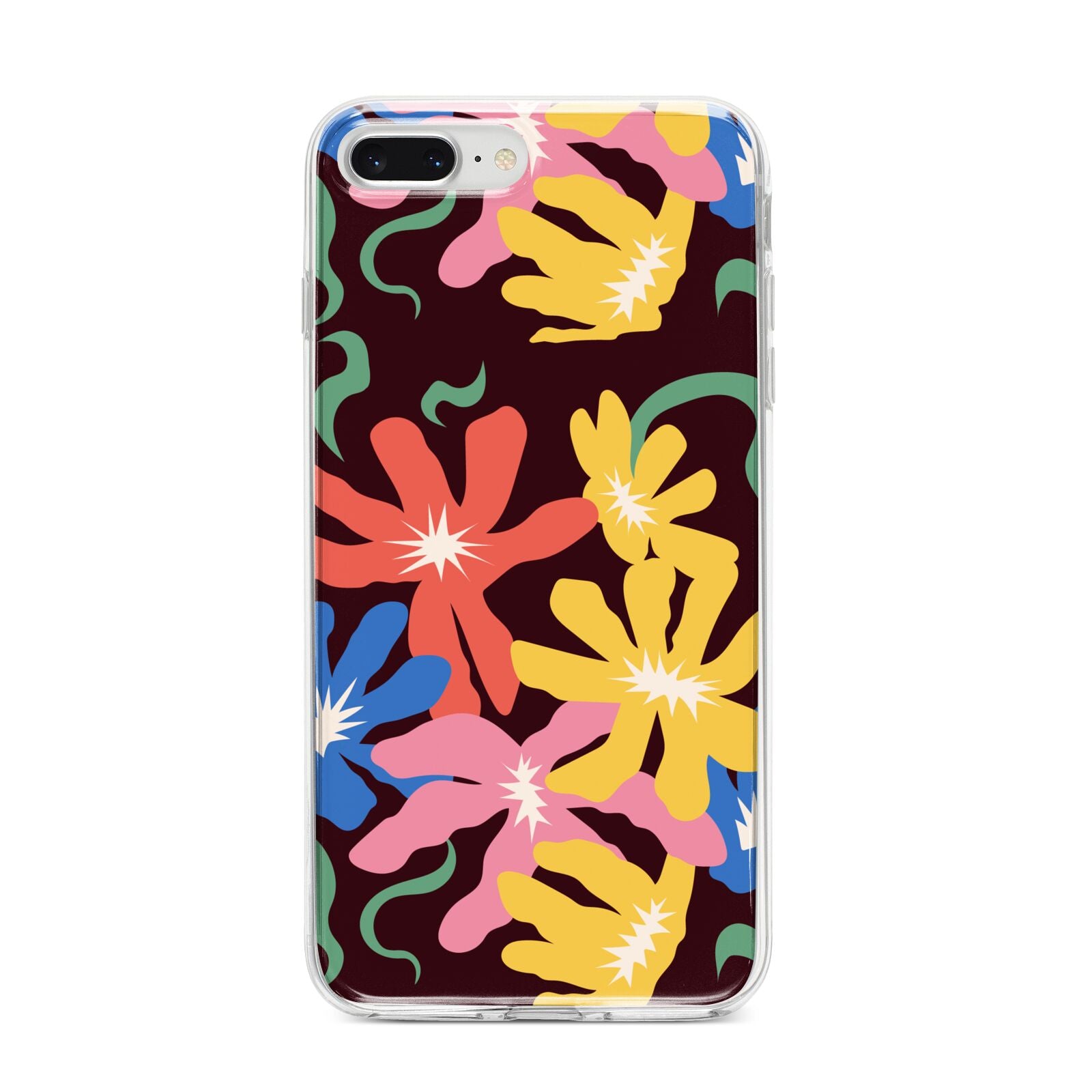 Abstract Flowers iPhone 8 Plus Bumper Case on Silver iPhone
