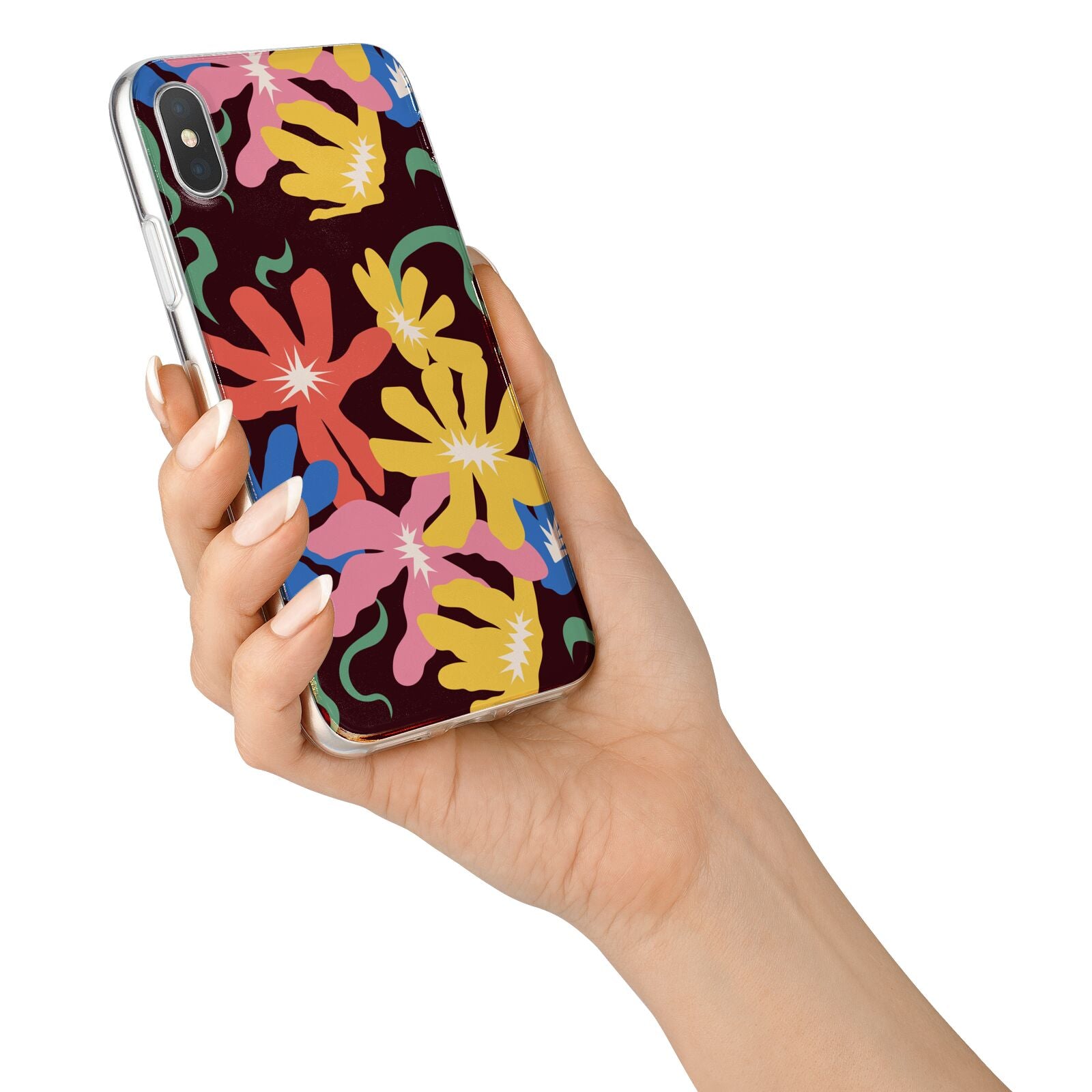 Abstract Flowers iPhone X Bumper Case on Silver iPhone Alternative Image 2