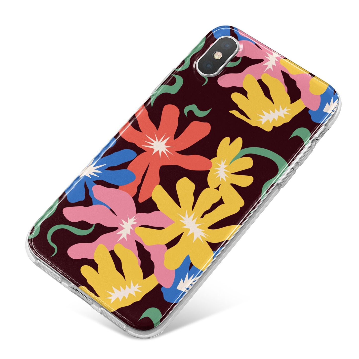 Abstract Flowers iPhone X Bumper Case on Silver iPhone