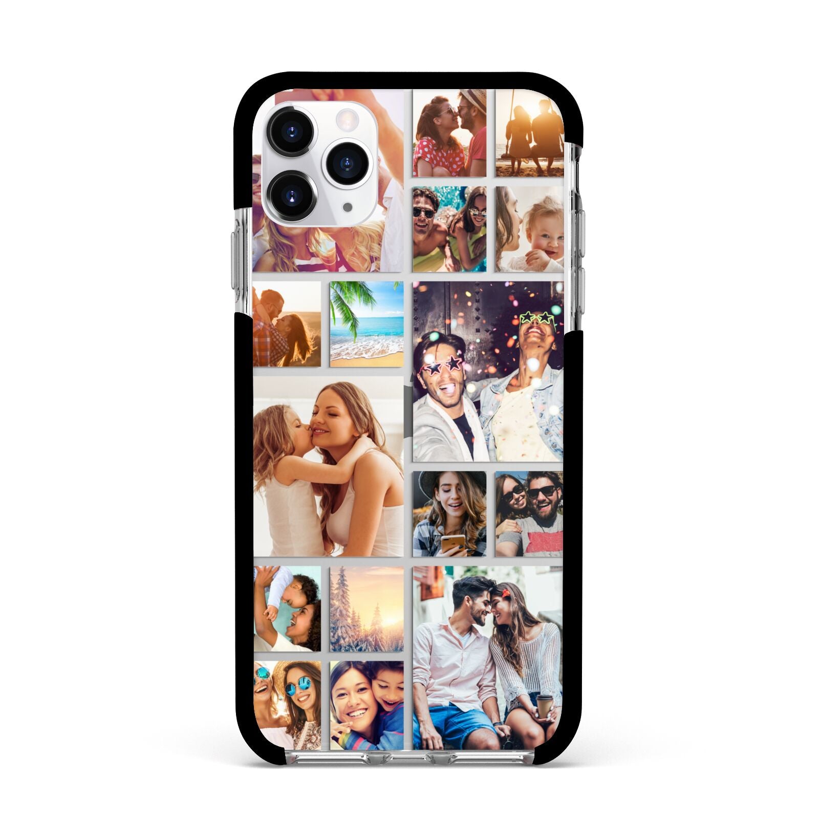 Abstract Multi Tile Photo Montage Upload Apple iPhone 11 Pro Max in Silver with Black Impact Case