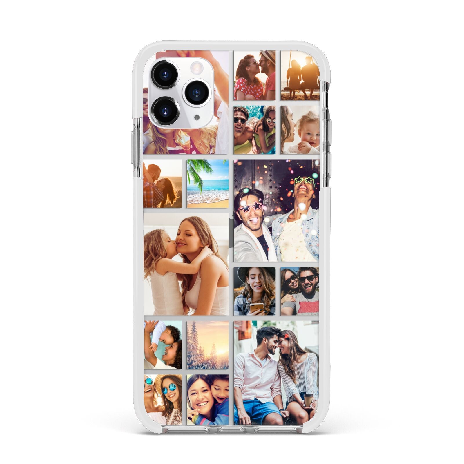 Abstract Multi Tile Photo Montage Upload Apple iPhone 11 Pro Max in Silver with White Impact Case