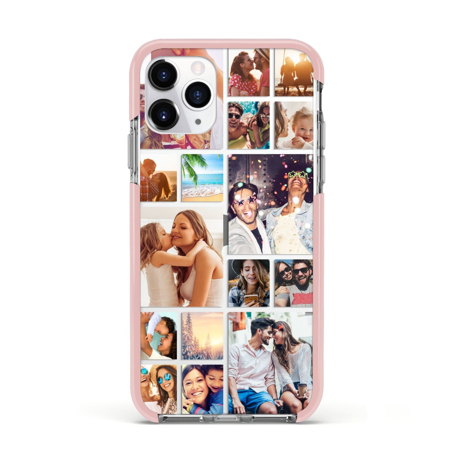 Abstract Multi Tile Photo Montage Upload Apple iPhone 11 Pro in Silver with Pink Impact Case