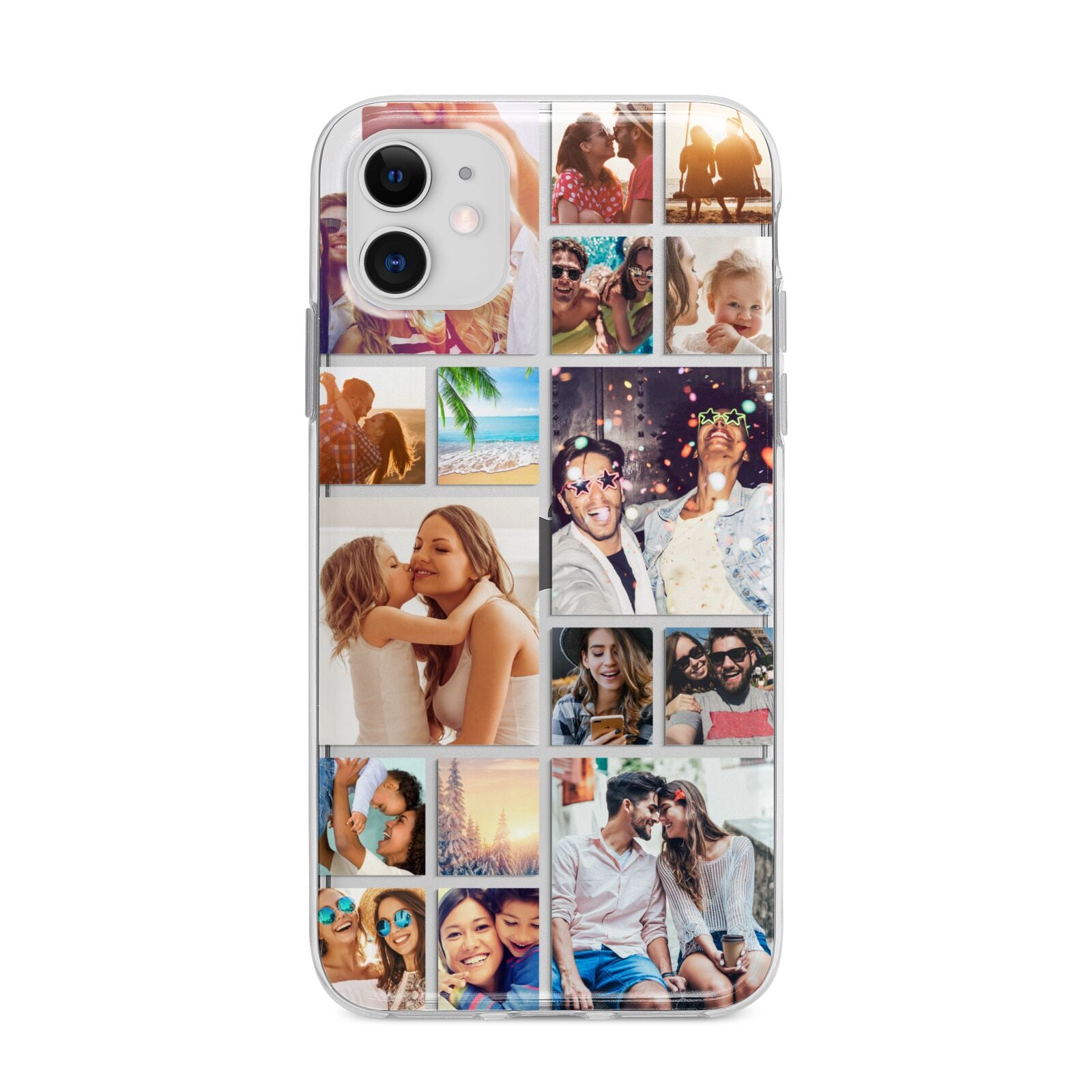 Abstract Multi Tile Photo Montage Upload Apple iPhone 11 in White with Bumper Case