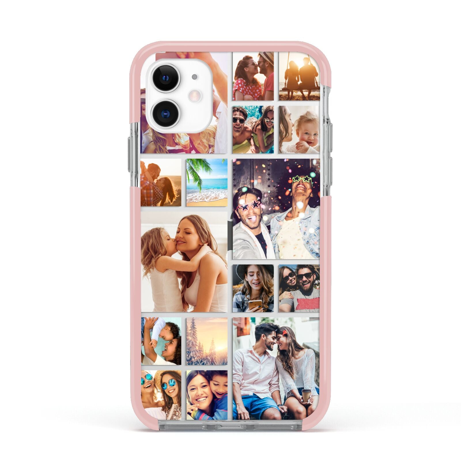 Abstract Multi Tile Photo Montage Upload Apple iPhone 11 in White with Pink Impact Case