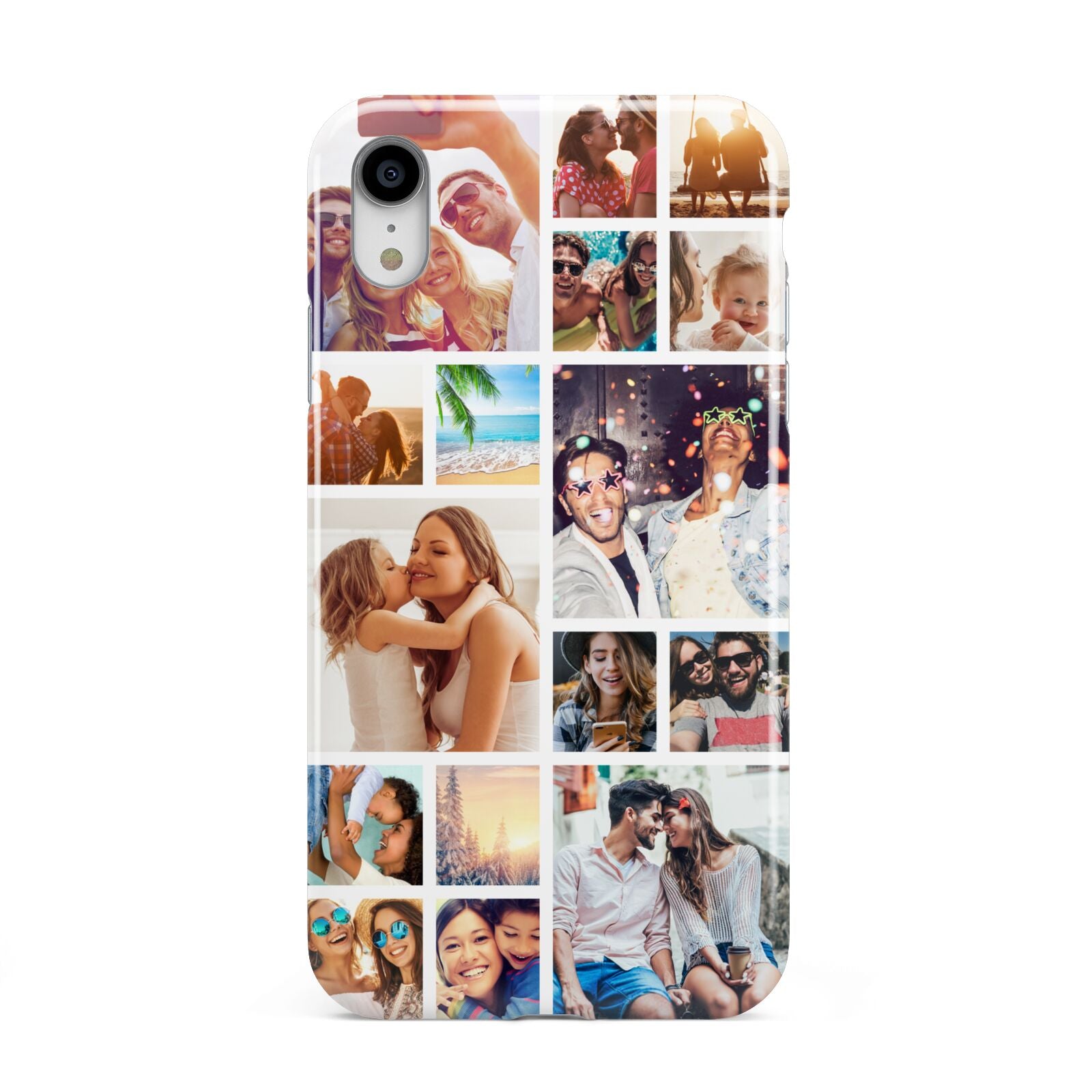 Abstract Multi Tile Photo Montage Upload Apple iPhone XR White 3D Tough Case