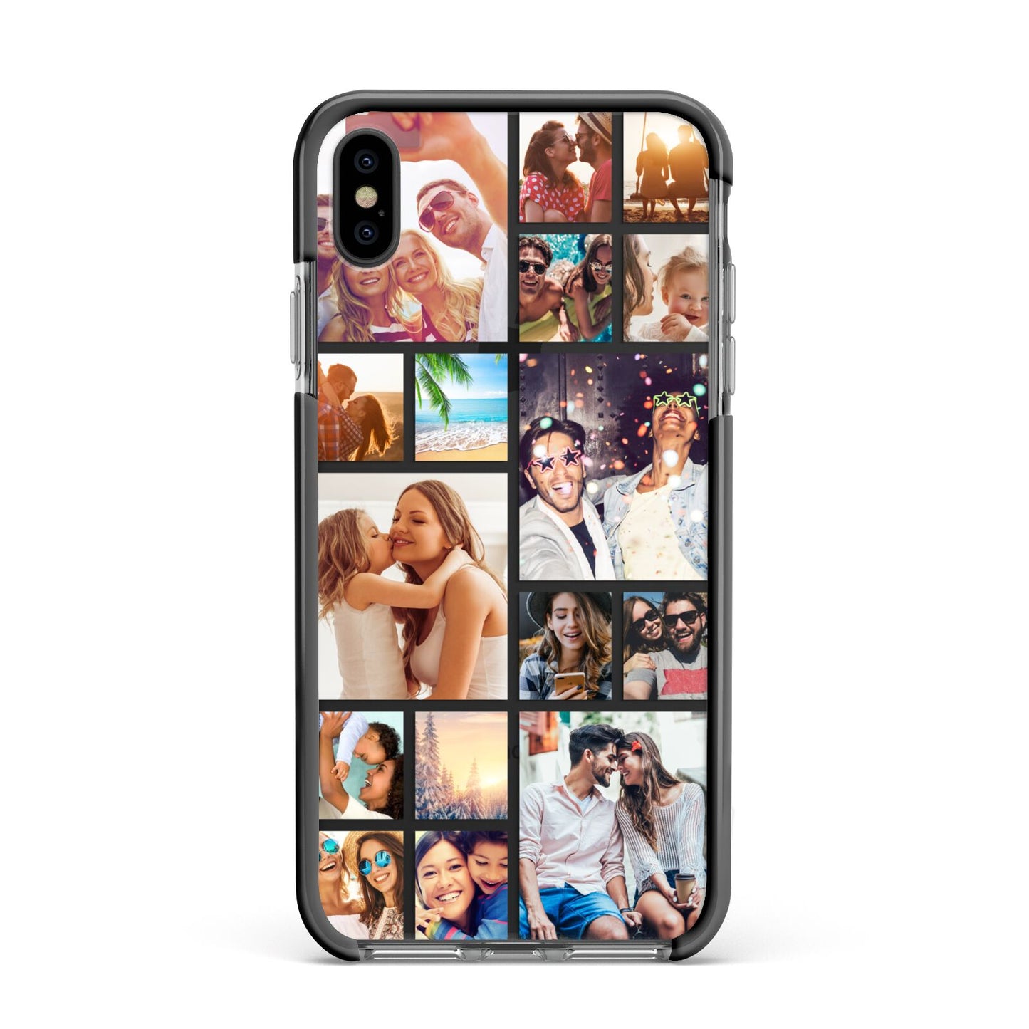 Abstract Multi Tile Photo Montage Upload Apple iPhone Xs Max Impact Case Black Edge on Black Phone