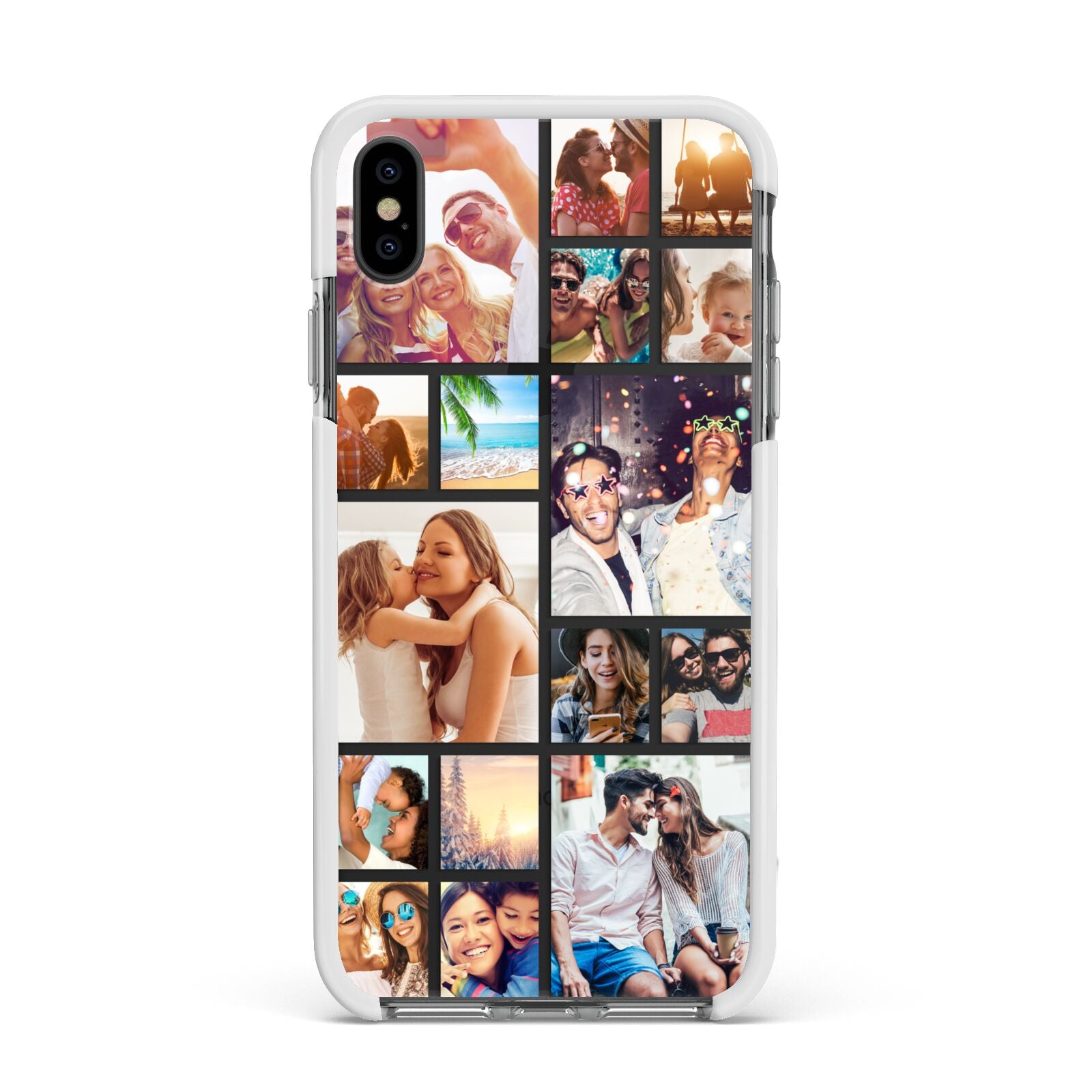 Abstract Multi Tile Photo Montage Upload Apple iPhone Xs Max Impact Case White Edge on Black Phone