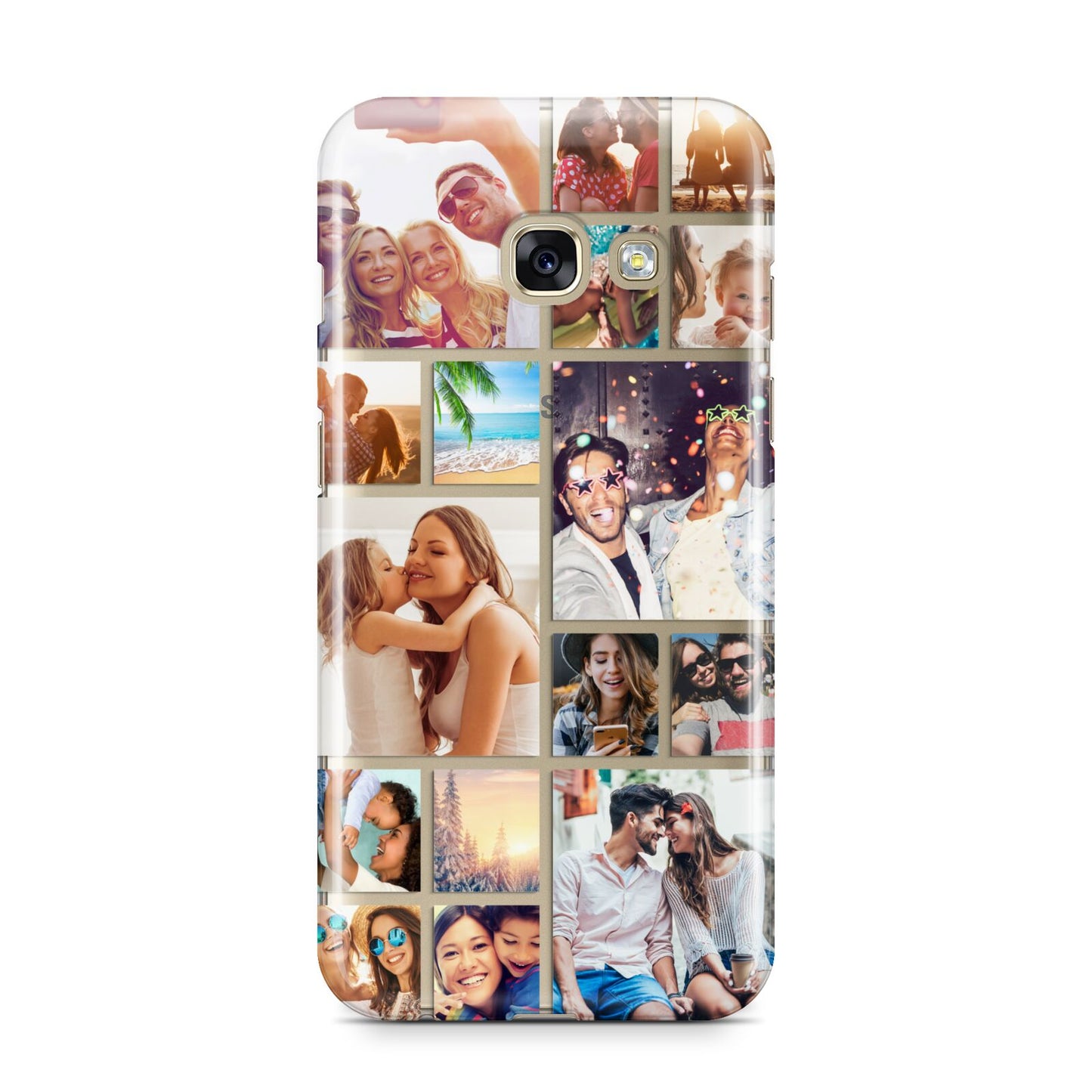 Abstract Multi Tile Photo Montage Upload Samsung Galaxy A3 2017 Case on gold phone