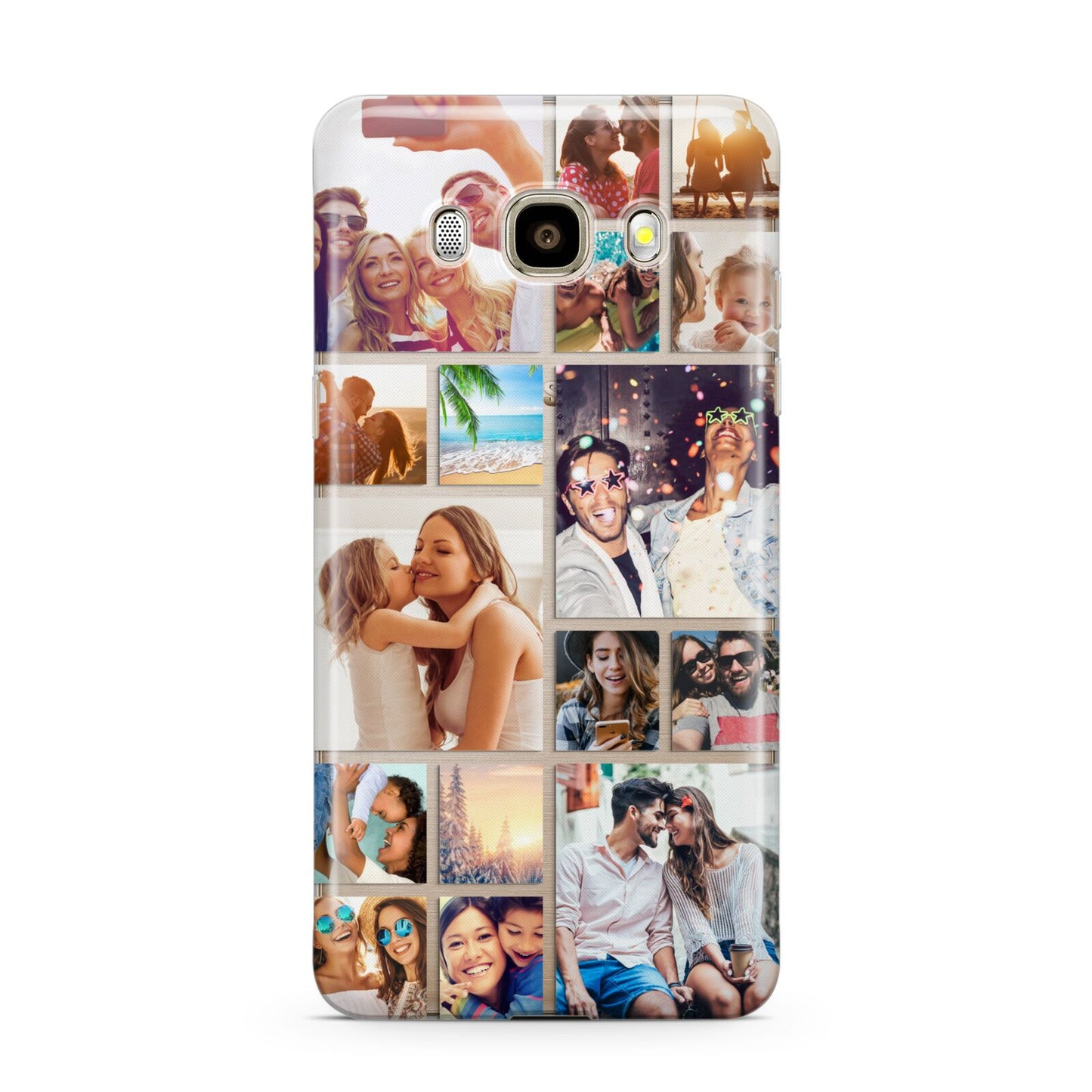 Abstract Multi Tile Photo Montage Upload Samsung Galaxy J7 2016 Case on gold phone