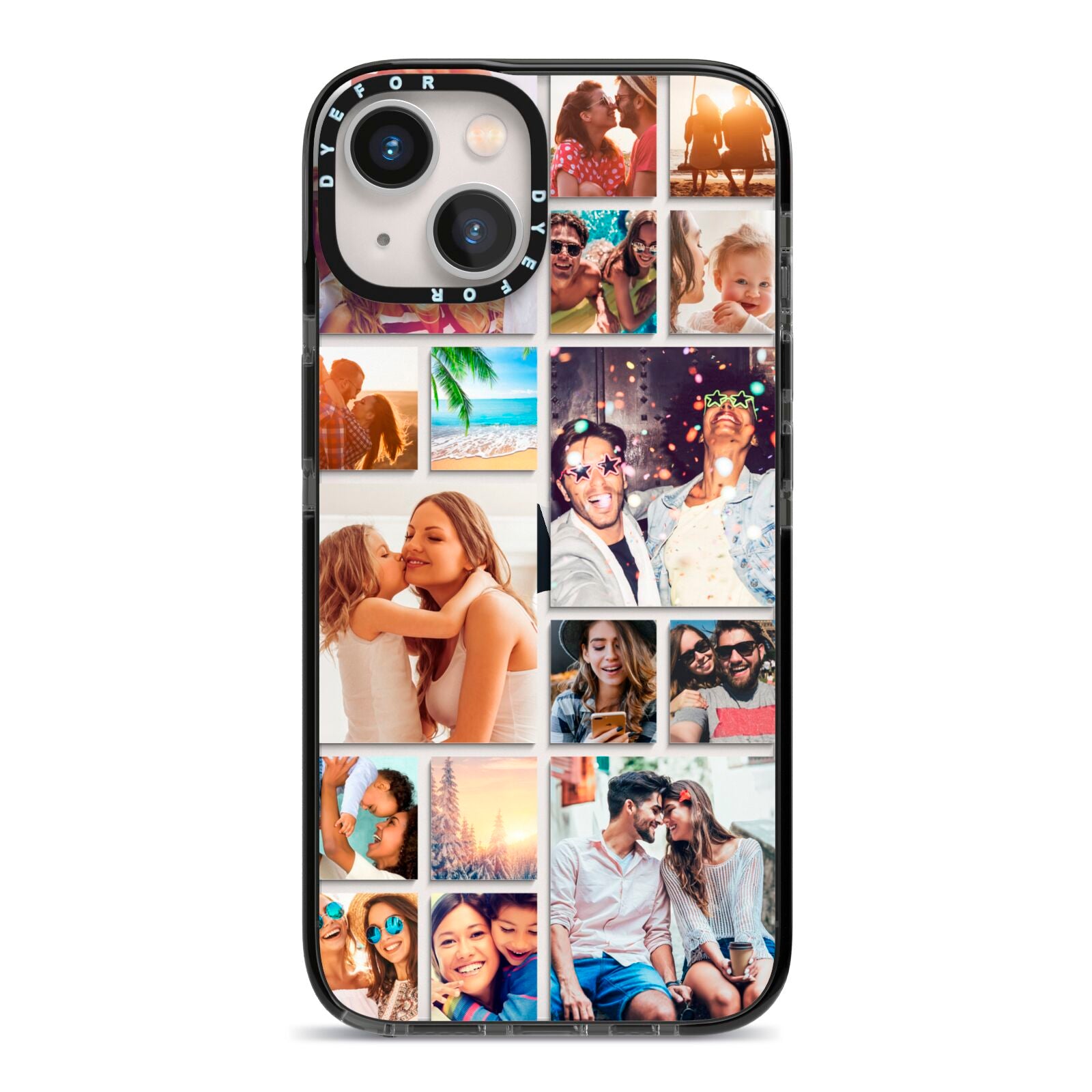 Abstract Multi Tile Photo Montage Upload iPhone 13 Black Impact Case on Silver phone