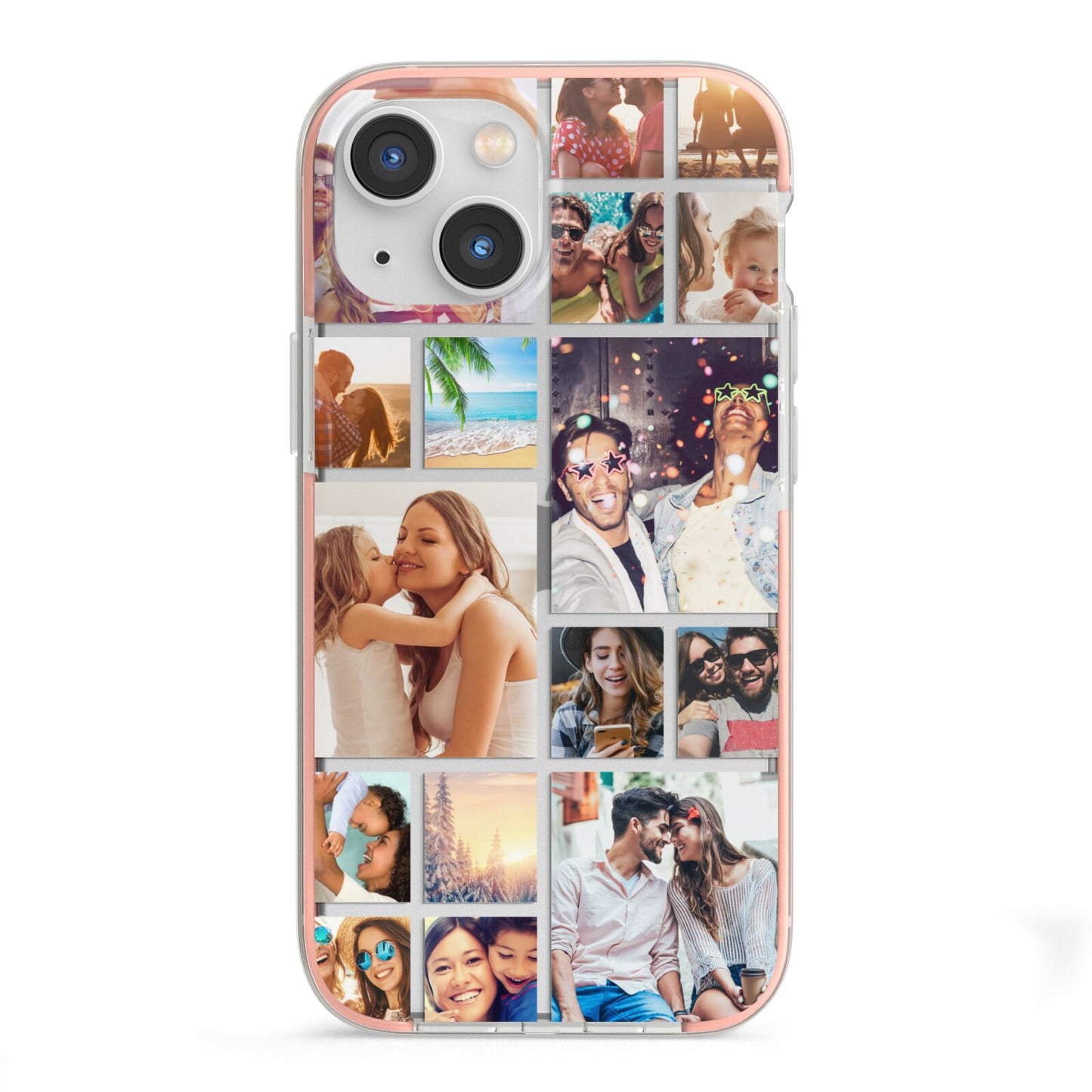 Abstract Multi Tile Photo Montage Upload iPhone 13 Mini TPU Impact Case with Pink Edges