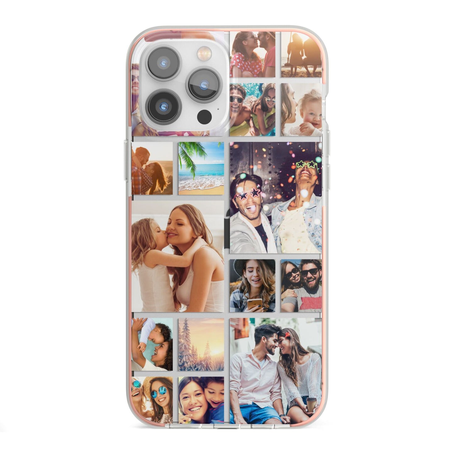 Abstract Multi Tile Photo Montage Upload iPhone 13 Pro Max TPU Impact Case with Pink Edges