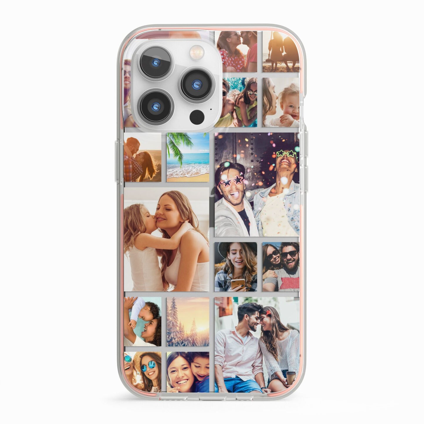 Abstract Multi Tile Photo Montage Upload iPhone 13 Pro TPU Impact Case with Pink Edges