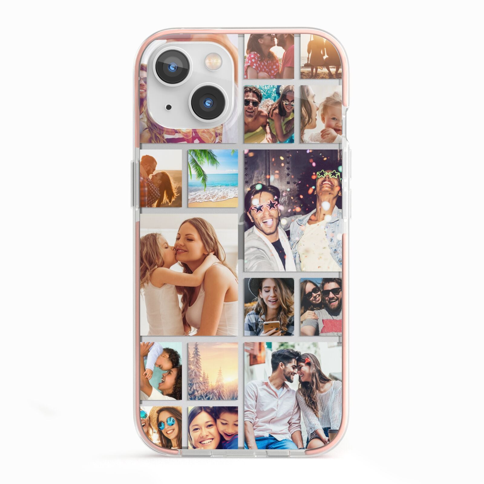 Abstract Multi Tile Photo Montage Upload iPhone 13 TPU Impact Case with Pink Edges