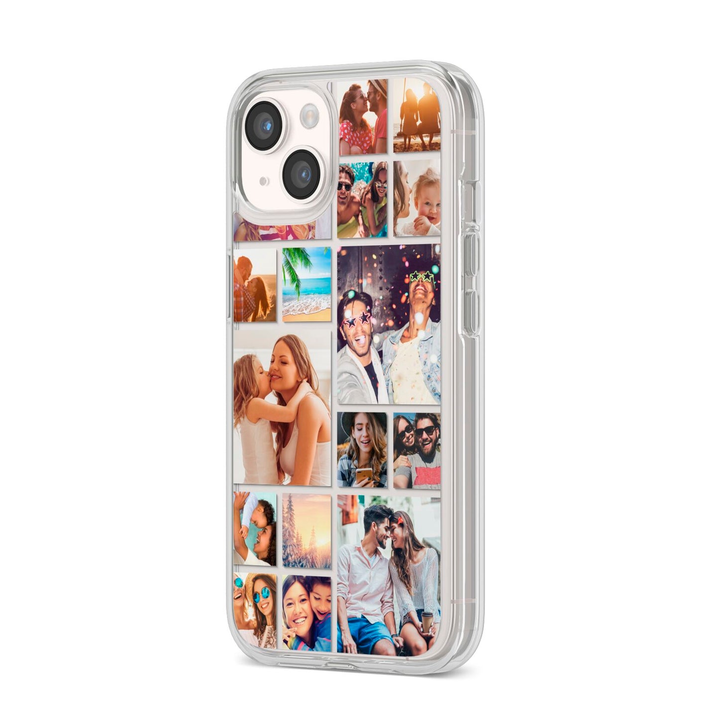 Abstract Multi Tile Photo Montage Upload iPhone 14 Clear Tough Case Starlight Angled Image