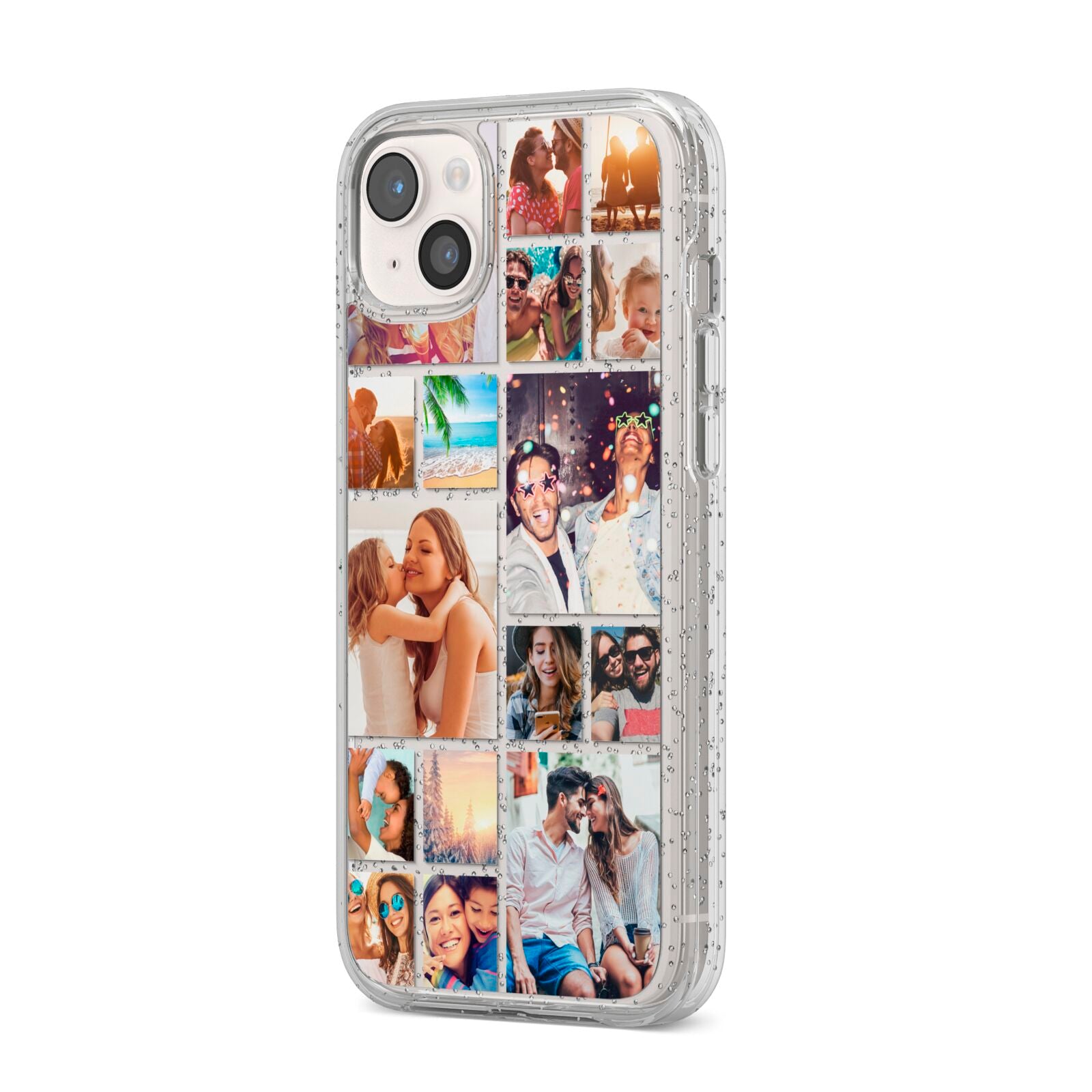 Abstract Multi Tile Photo Montage Upload iPhone 14 Plus Glitter Tough Case Starlight Angled Image