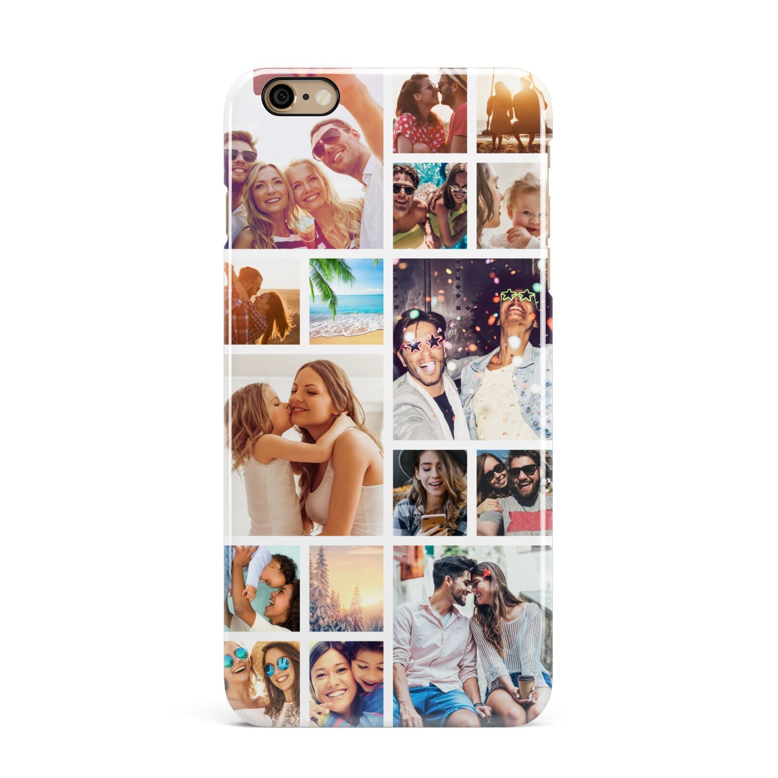 Abstract Multi Tile Photo Montage Upload iPhone 6 Plus 3D Snap Case on Gold Phone