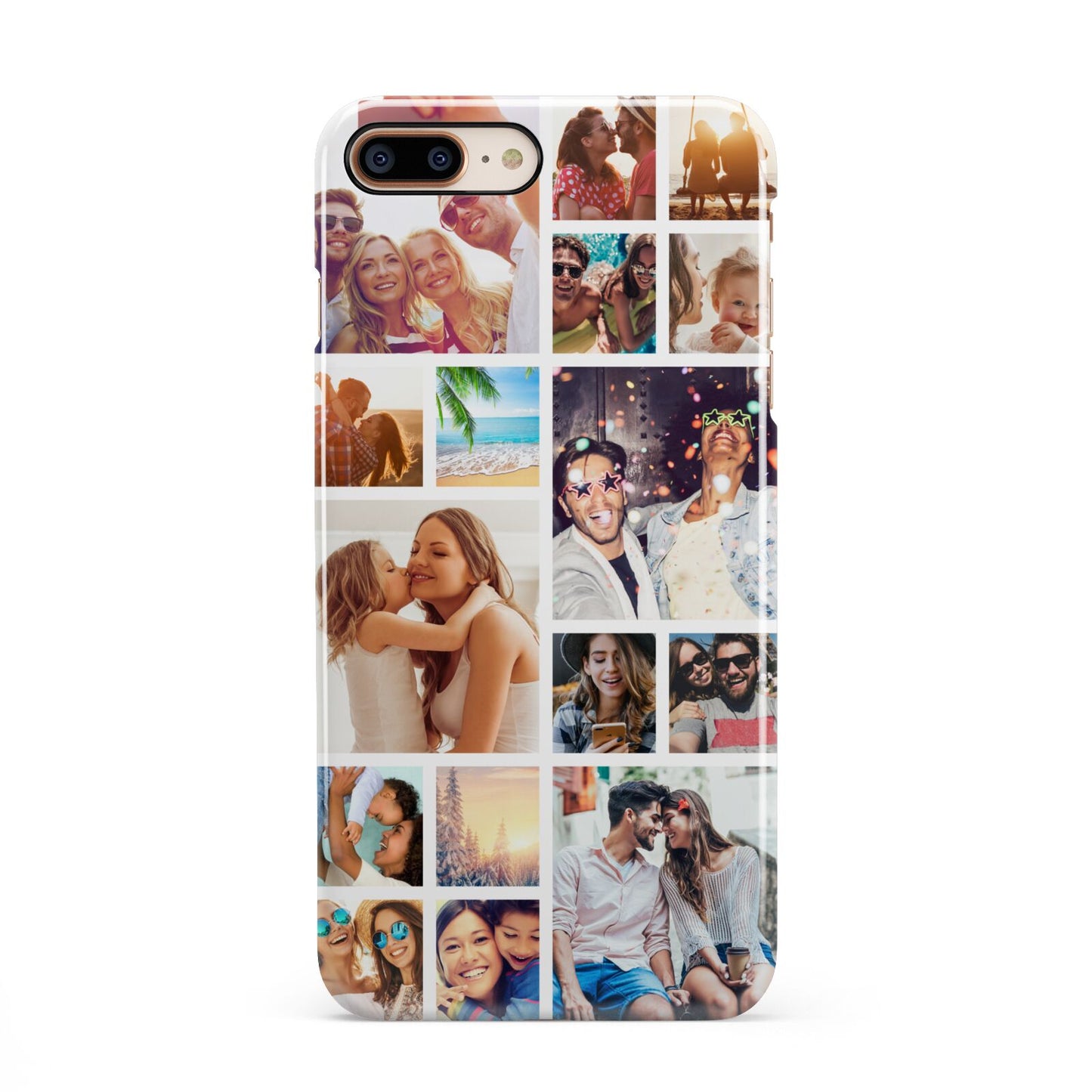 Abstract Multi Tile Photo Montage Upload iPhone 8 Plus 3D Snap Case on Gold Phone