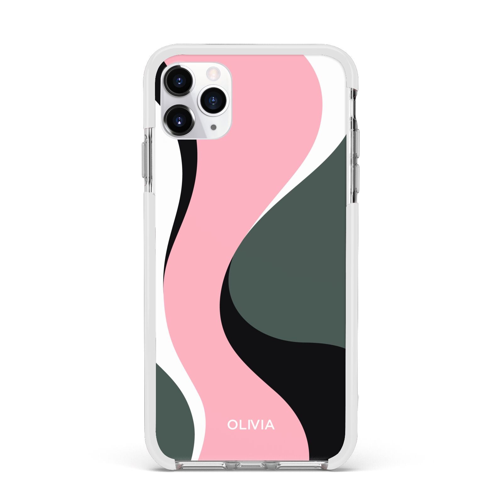 Abstract Name Apple iPhone 11 Pro Max in Silver with White Impact Case