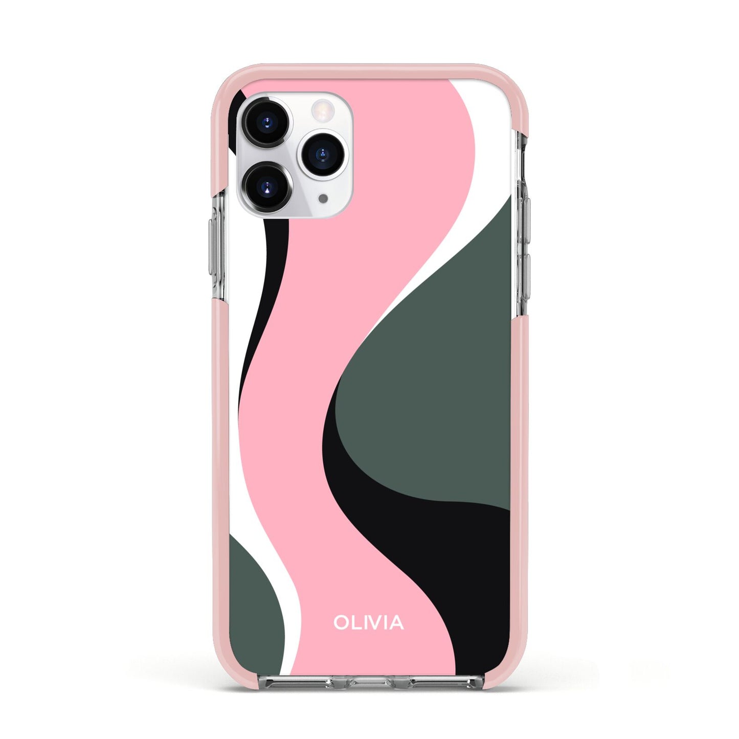 Abstract Name Apple iPhone 11 Pro in Silver with Pink Impact Case