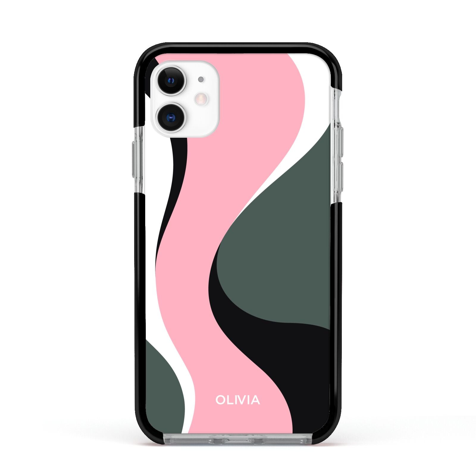 Abstract Name Apple iPhone 11 in White with Black Impact Case