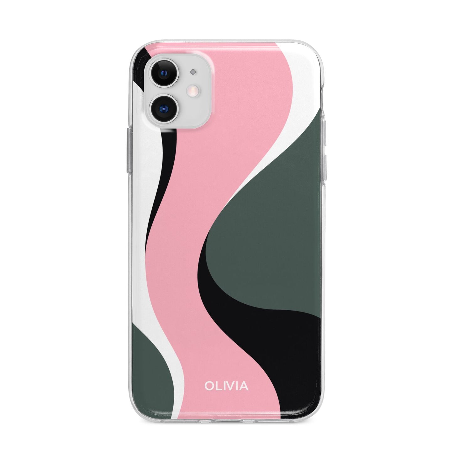 Abstract Name Apple iPhone 11 in White with Bumper Case