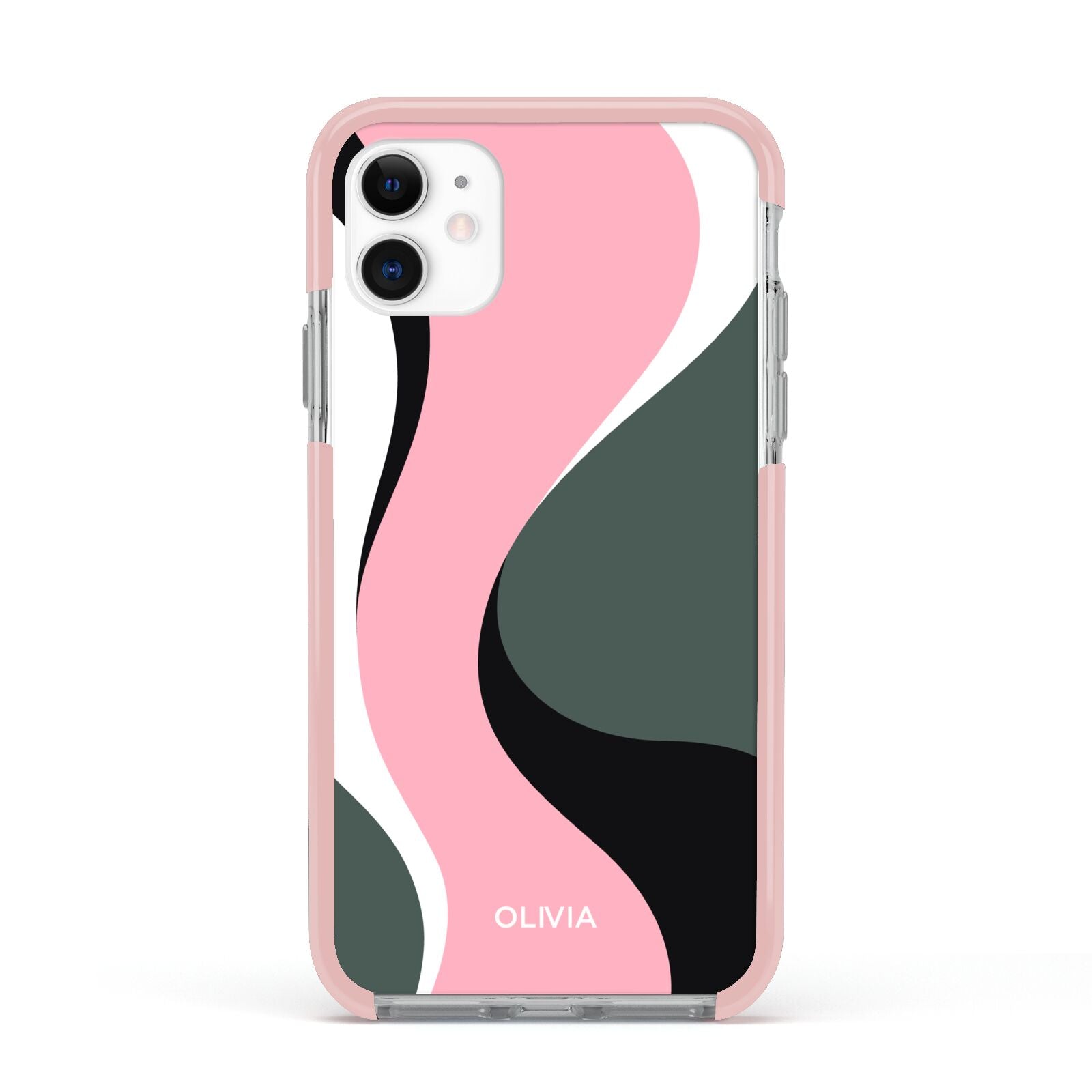 Abstract Name Apple iPhone 11 in White with Pink Impact Case