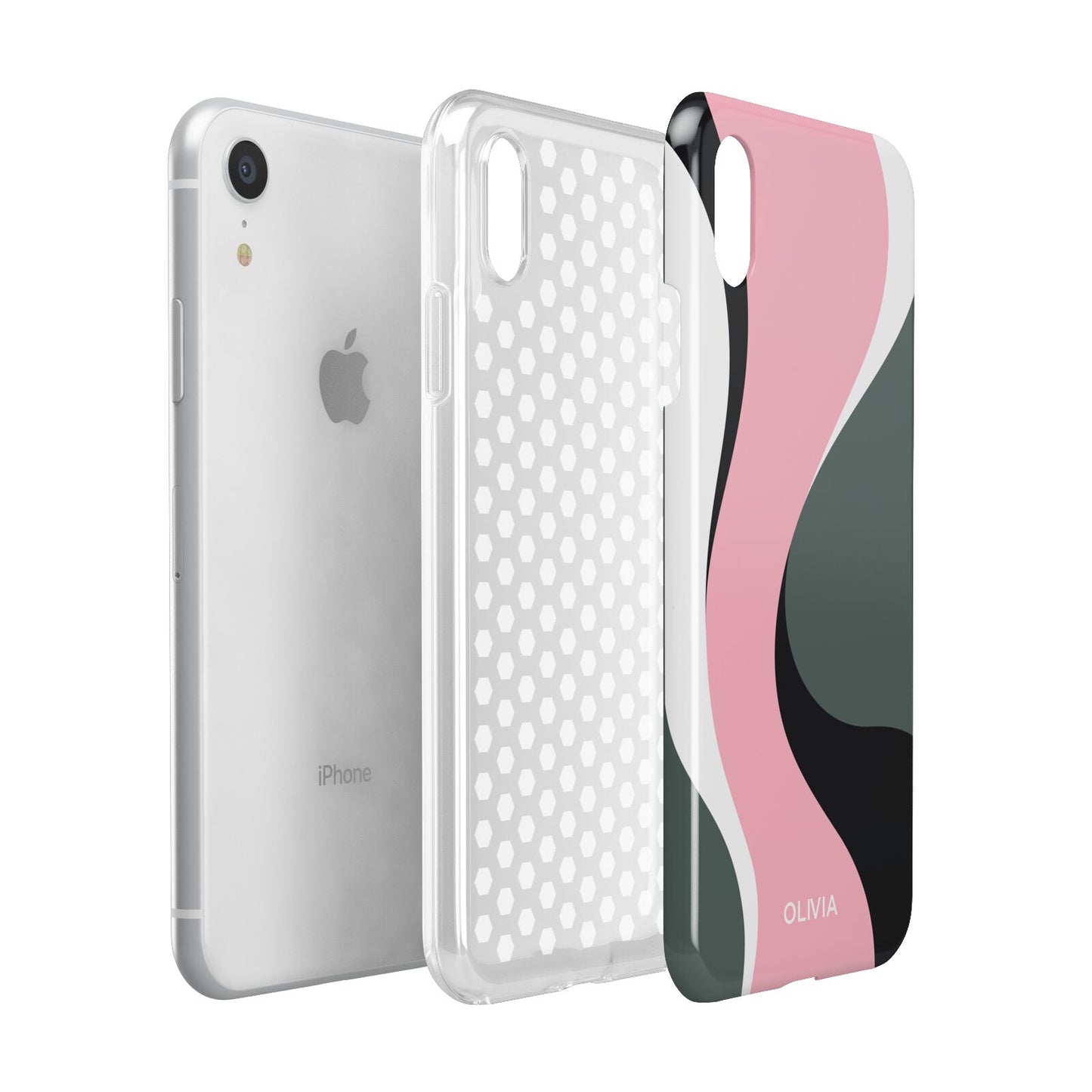 Abstract Name Apple iPhone XR White 3D Tough Case Expanded view